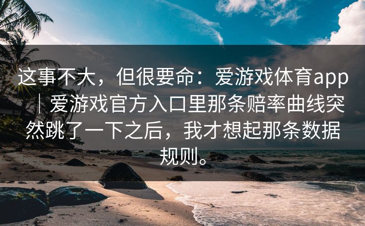 这事不大，但很要命：爱游戏体育app｜爱游戏官方入口里那条赔率曲线突然跳了一下之后，我才想起那条数据规则。