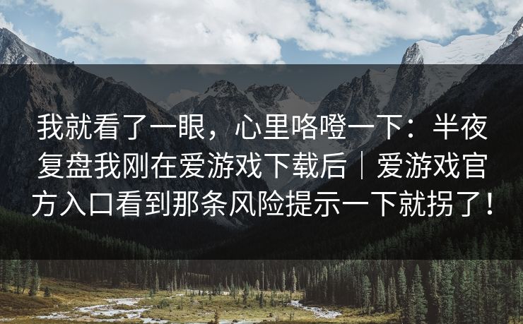 我就看了一眼，心里咯噔一下：半夜复盘我刚在爱游戏下载后｜爱游戏官方入口看到那条风险提示一下就拐了！