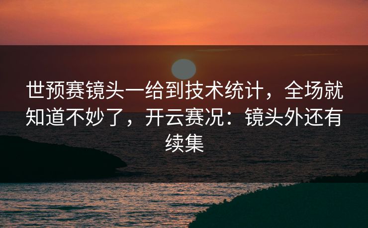 世预赛镜头一给到技术统计，全场就知道不妙了，开云赛况：镜头外还有续集