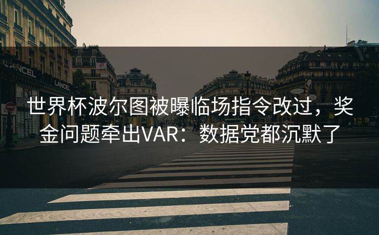世界杯波尔图被曝临场指令改过，奖金问题牵出VAR：数据党都沉默了
