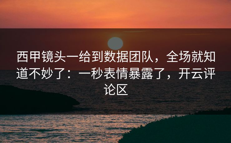 西甲镜头一给到数据团队，全场就知道不妙了：一秒表情暴露了，开云评论区